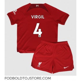 Liverpool Virgil van Dijk #4 Hjemmebanesæt Børn 2022-23 Kortærmet (+ Korte bukser)
